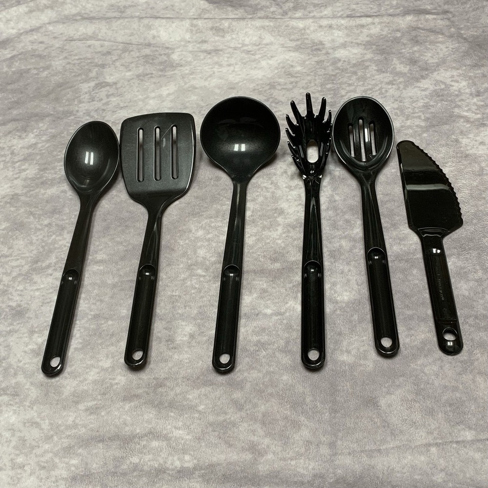 Tupperware Series E Lot of Black Nylon Utensils Spatula Spoons Ladle Spaghetti